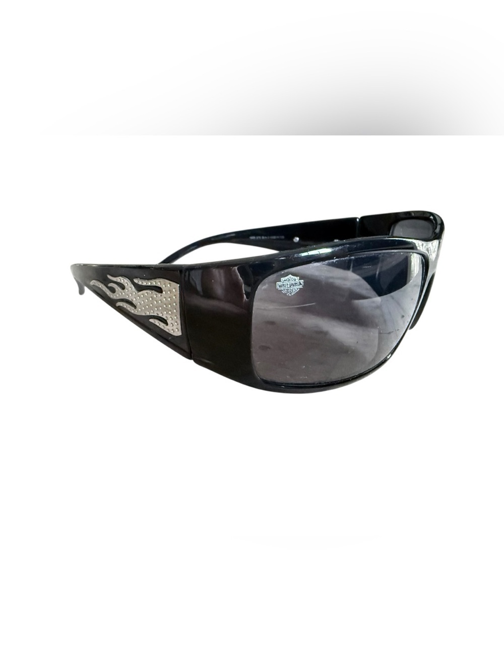 Harley-Davidson HDS 579 Black Flame Wrap Sunglasses Shield Style 90s Bikercore
